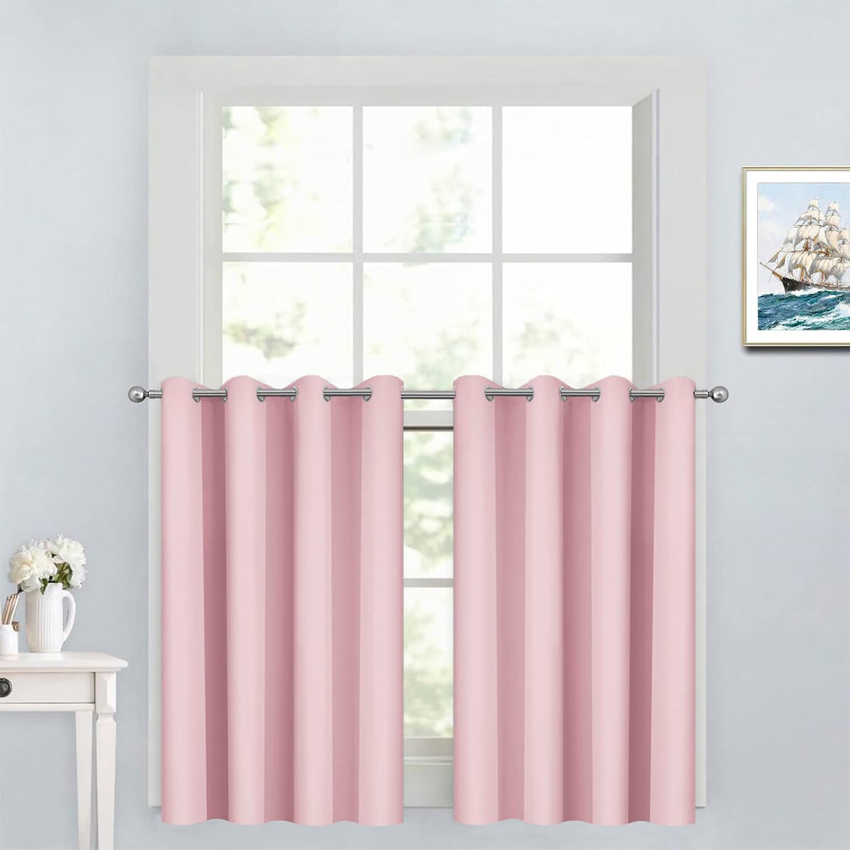36"L x 52"W fabric curtains in Pink