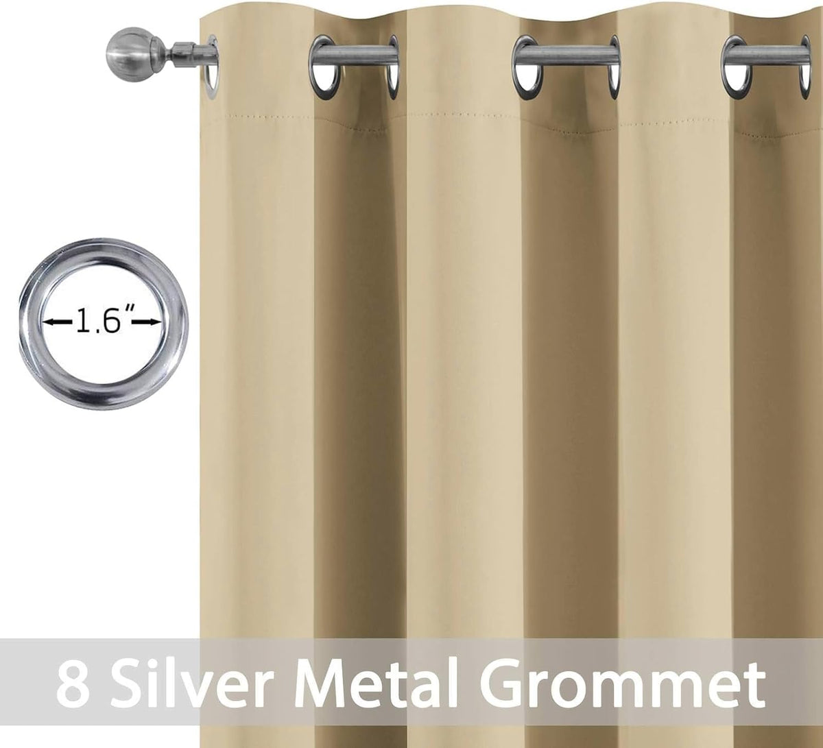 36"L x 52"W polyester curtains in Beige, alternate view 2