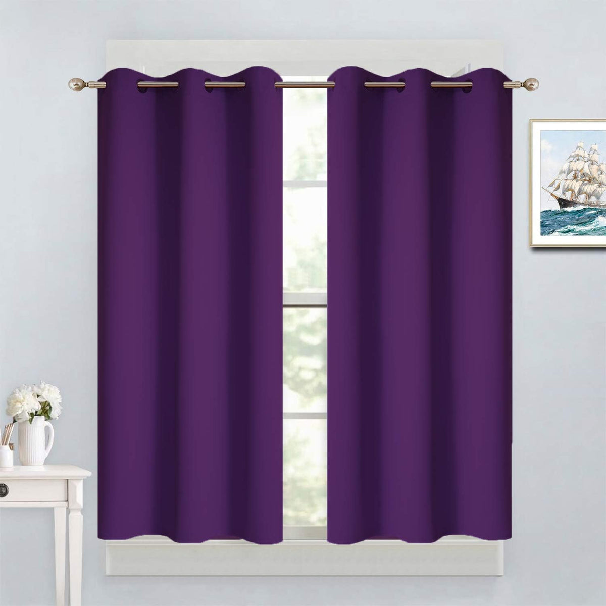 45"L x 38"W fabric curtains in Purple