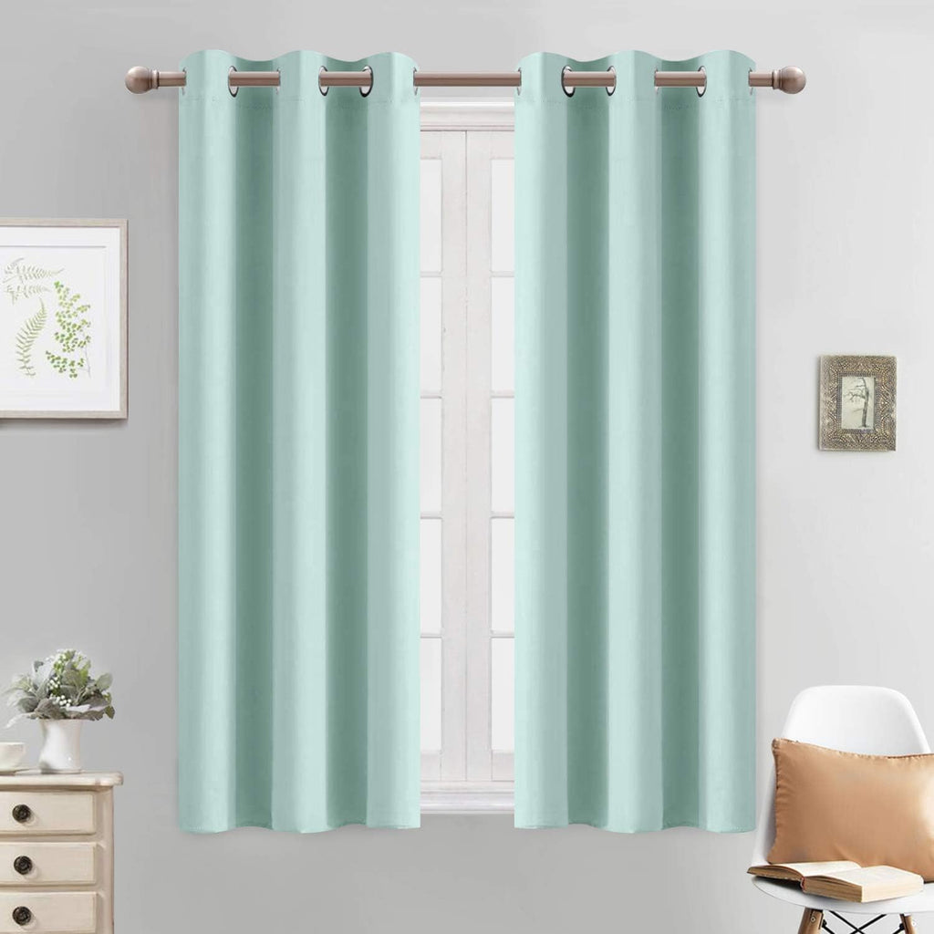 54"L x 38"W fabric curtains in Aqua