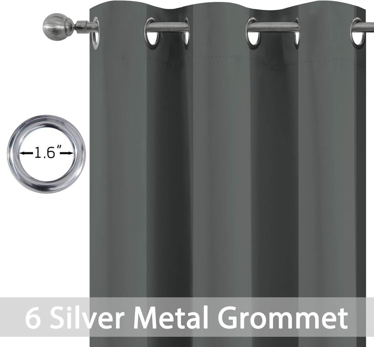 54"L x 38"W fabric curtains in Dark Grey, alternate view 3