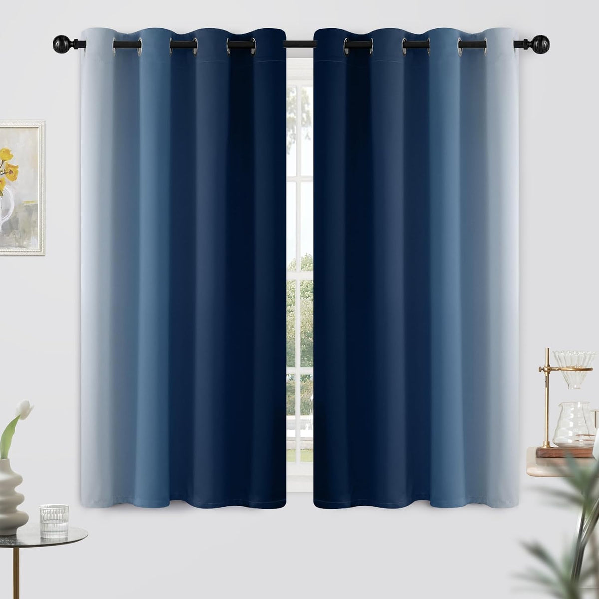 54"L x 52"W polyester curtains in Blue, alternate view 2