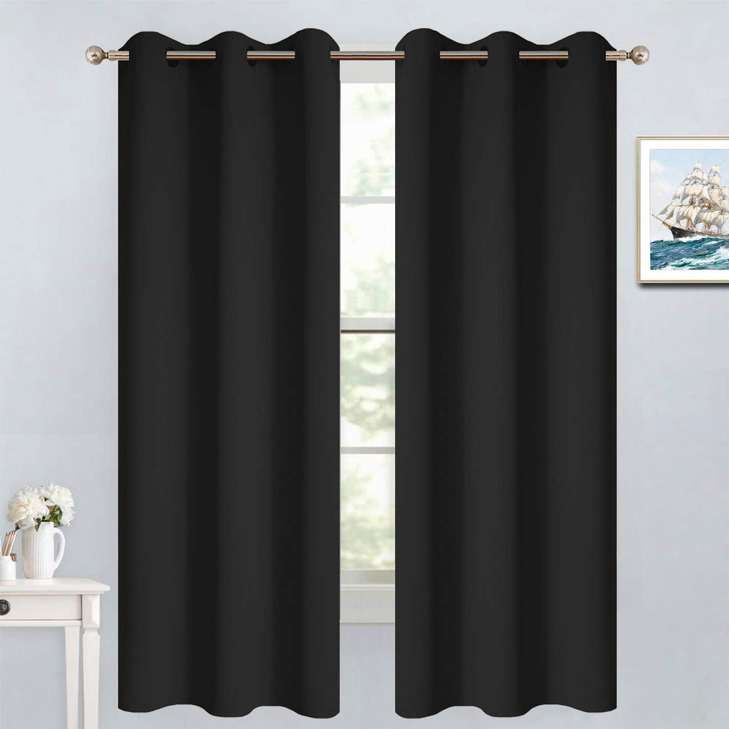 63"L x 38"W fabric curtains in Black