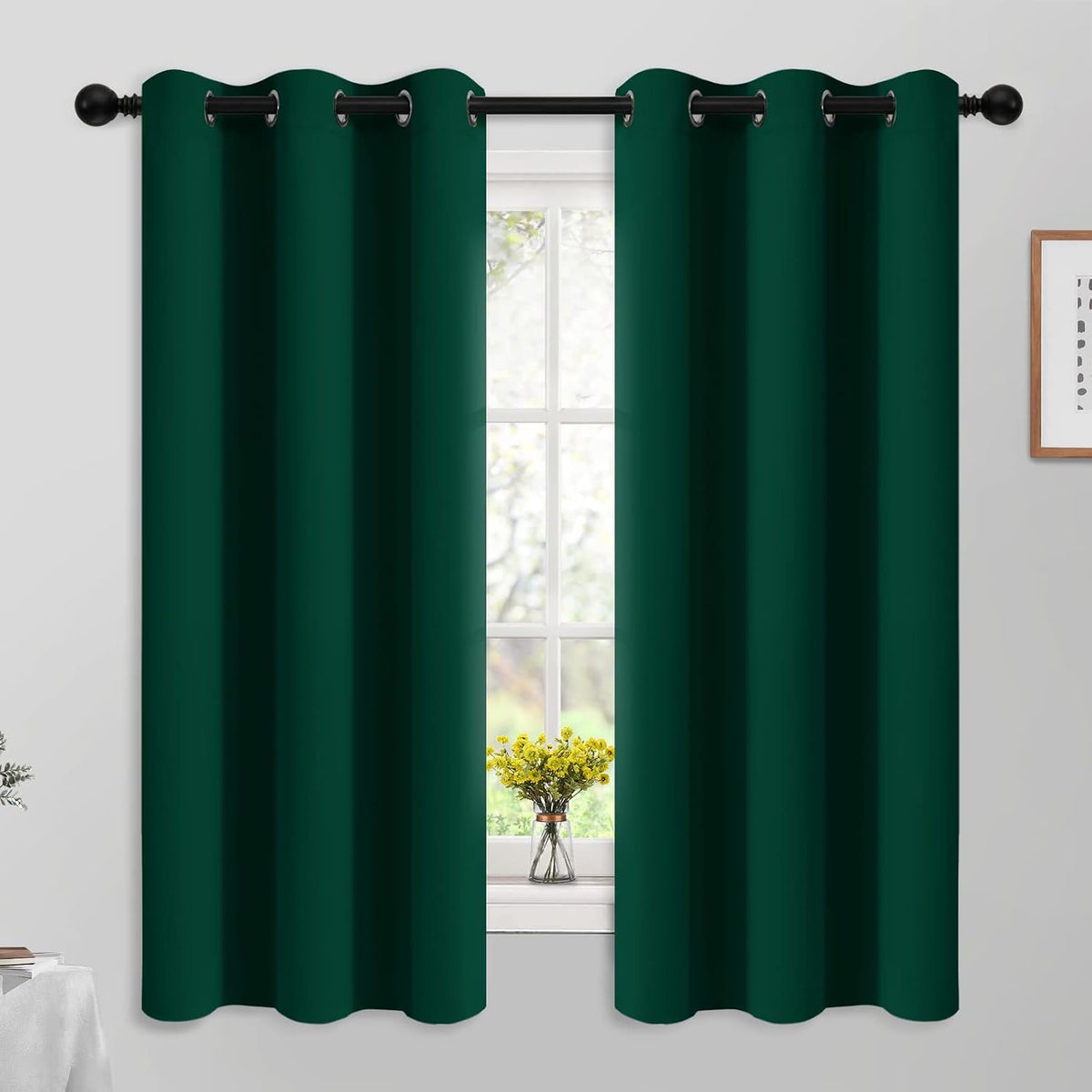 63"L x 42"W fabric curtains in Dark Green