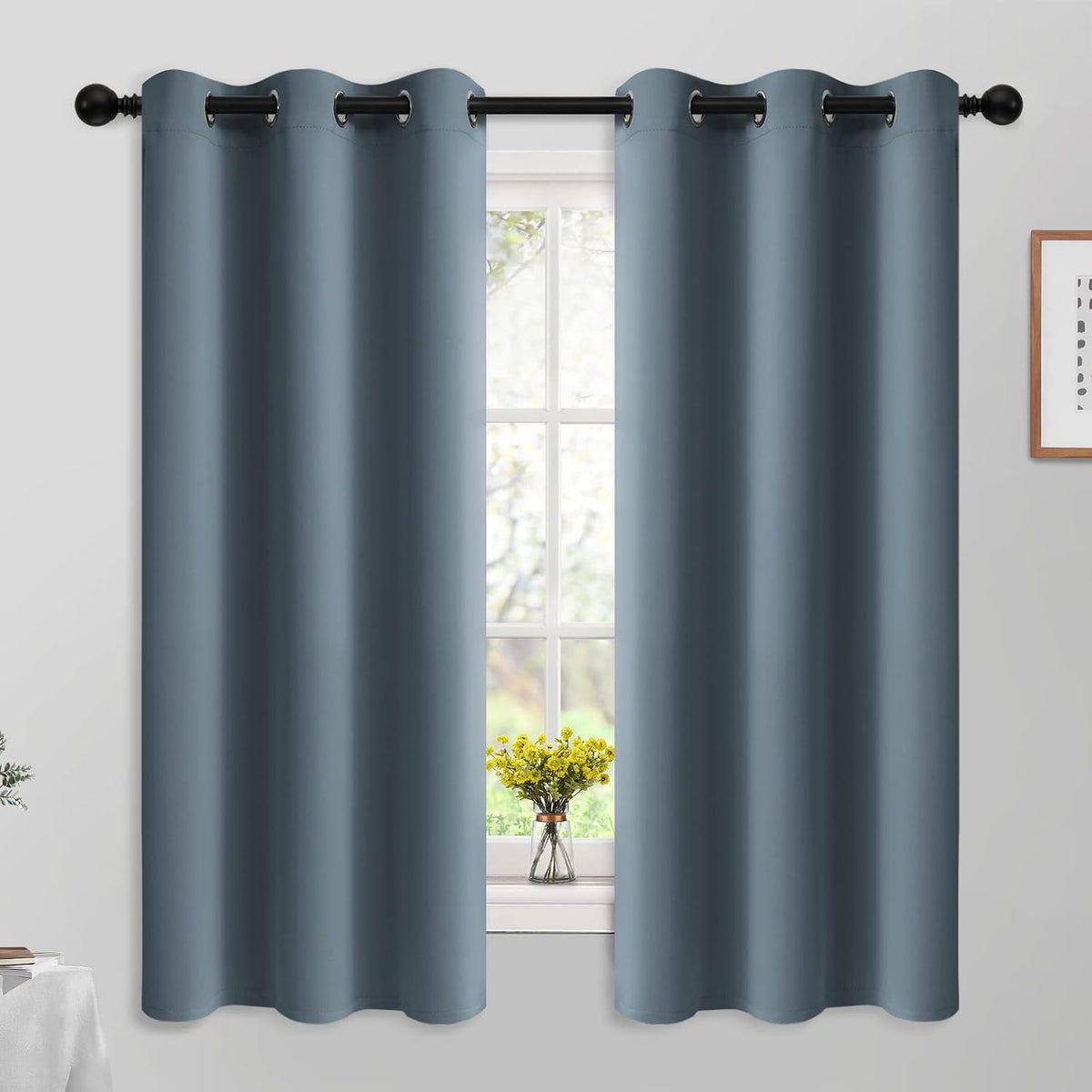 63"L x 42"W fabric curtains in Stone Blue