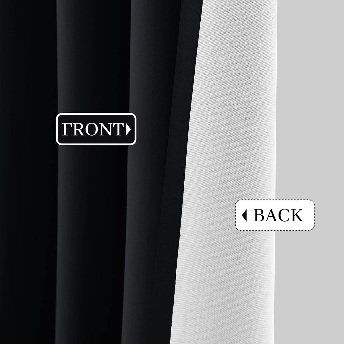 63"L x 52"W polyester curtains in Black With Black Liner, alternate view 9