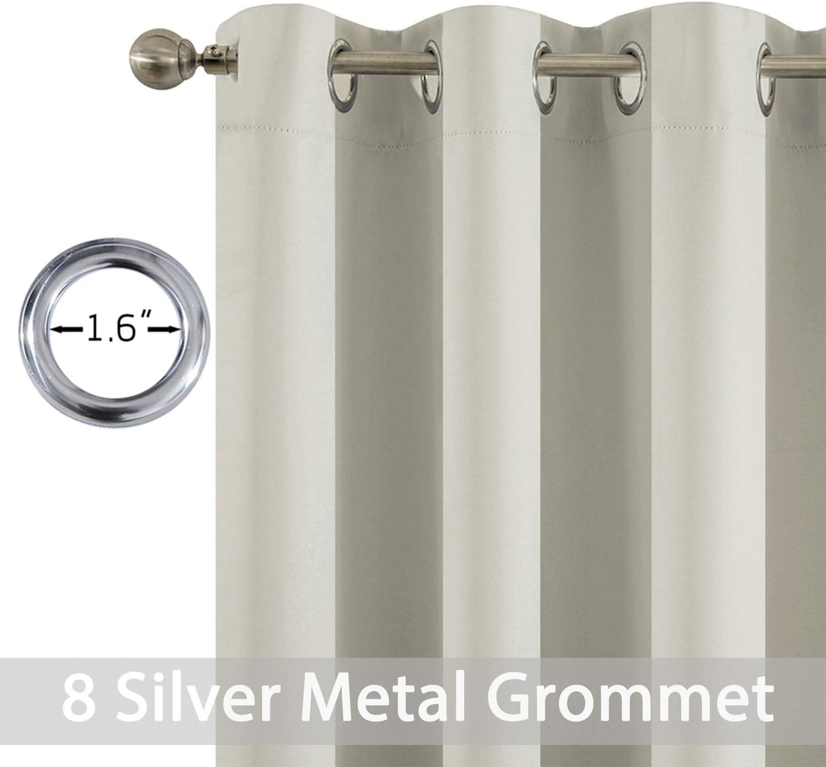 63"L x 52"W polyester curtains in Light Beige, alternate view 4