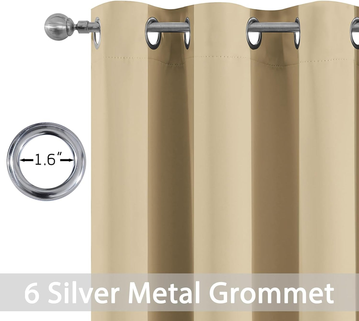 72"L x 38"W fabric curtains in Beige, alternate view 2