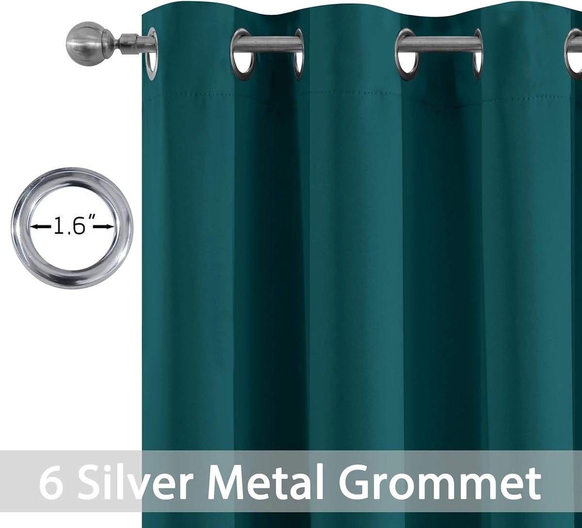 72"L x 38"W fabric curtains in Dark Teal, alternate view 2