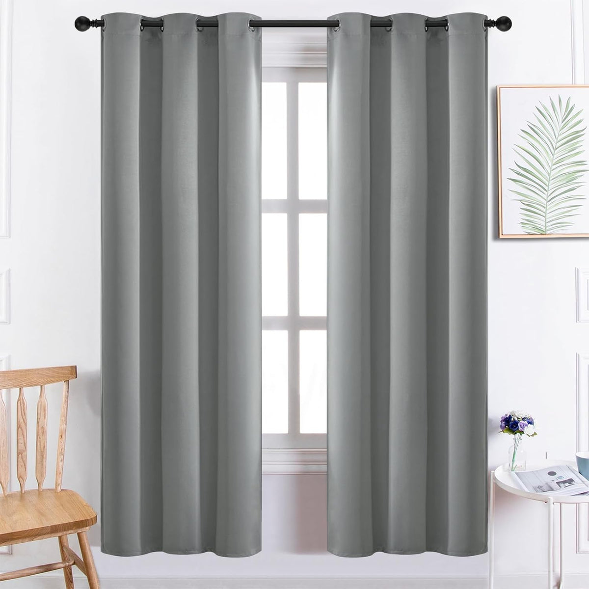 72"L x 38"W fabric curtains in Dove Grey