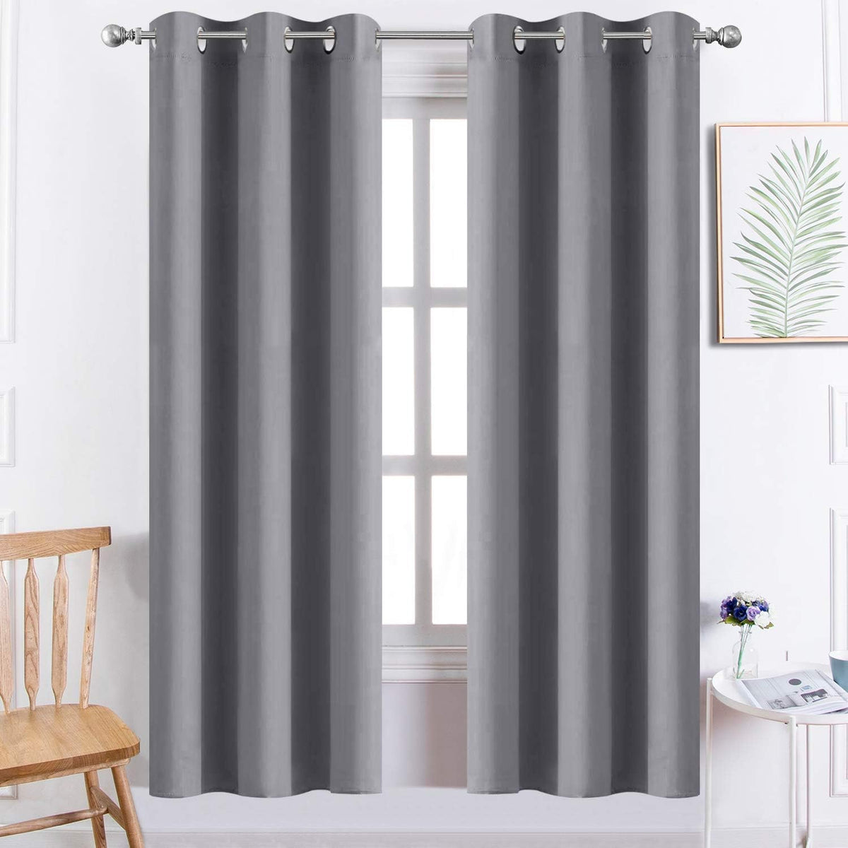 72"L x 38"W fabric curtains in Grey