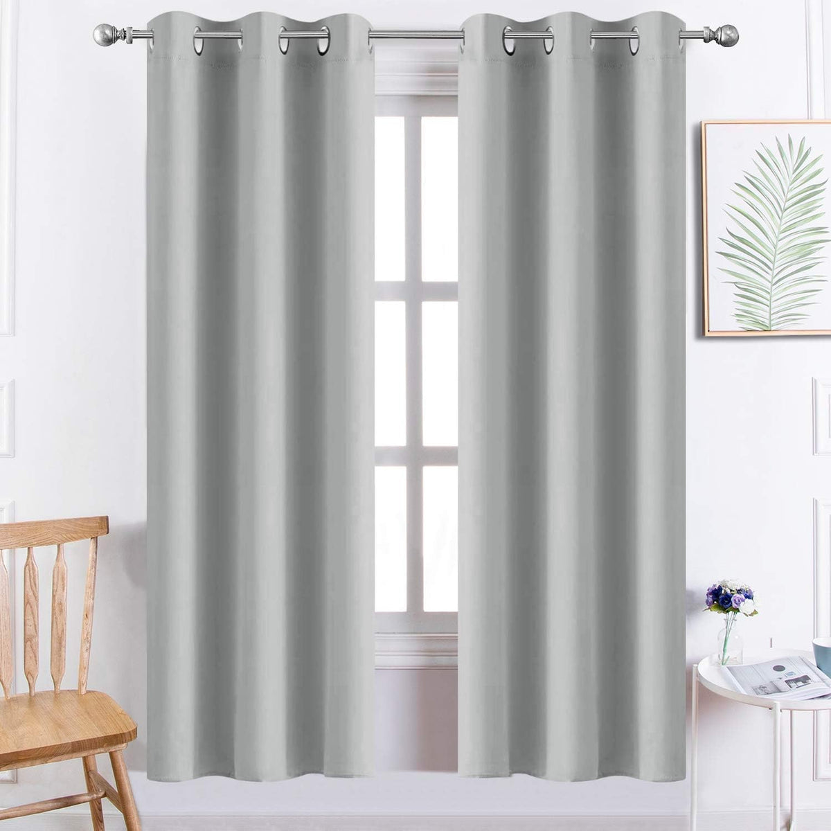 72"L x 38"W fabric curtains in Light Grey