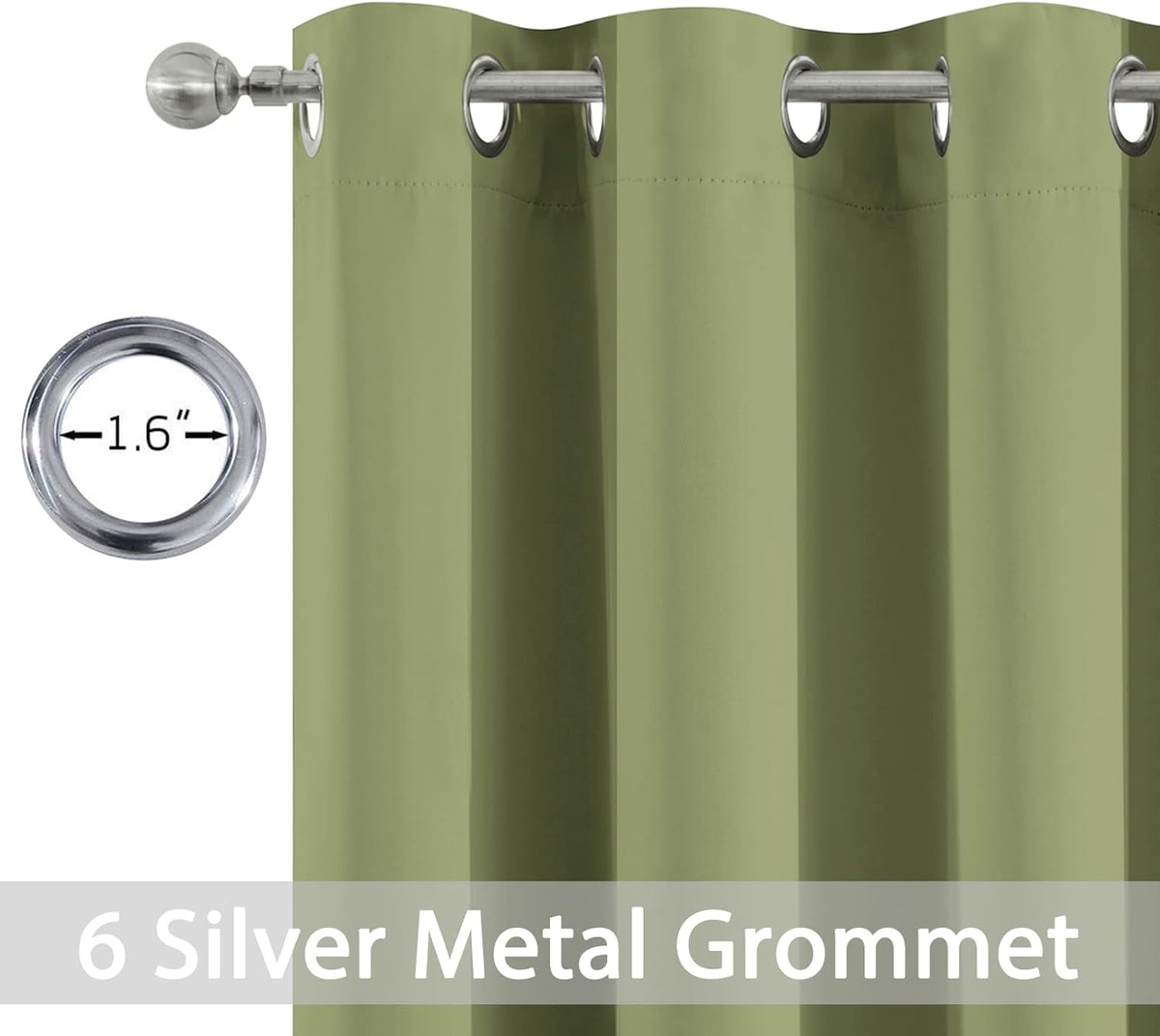 72"L x 38"W fabric curtains in Sage Green, alternate view 2