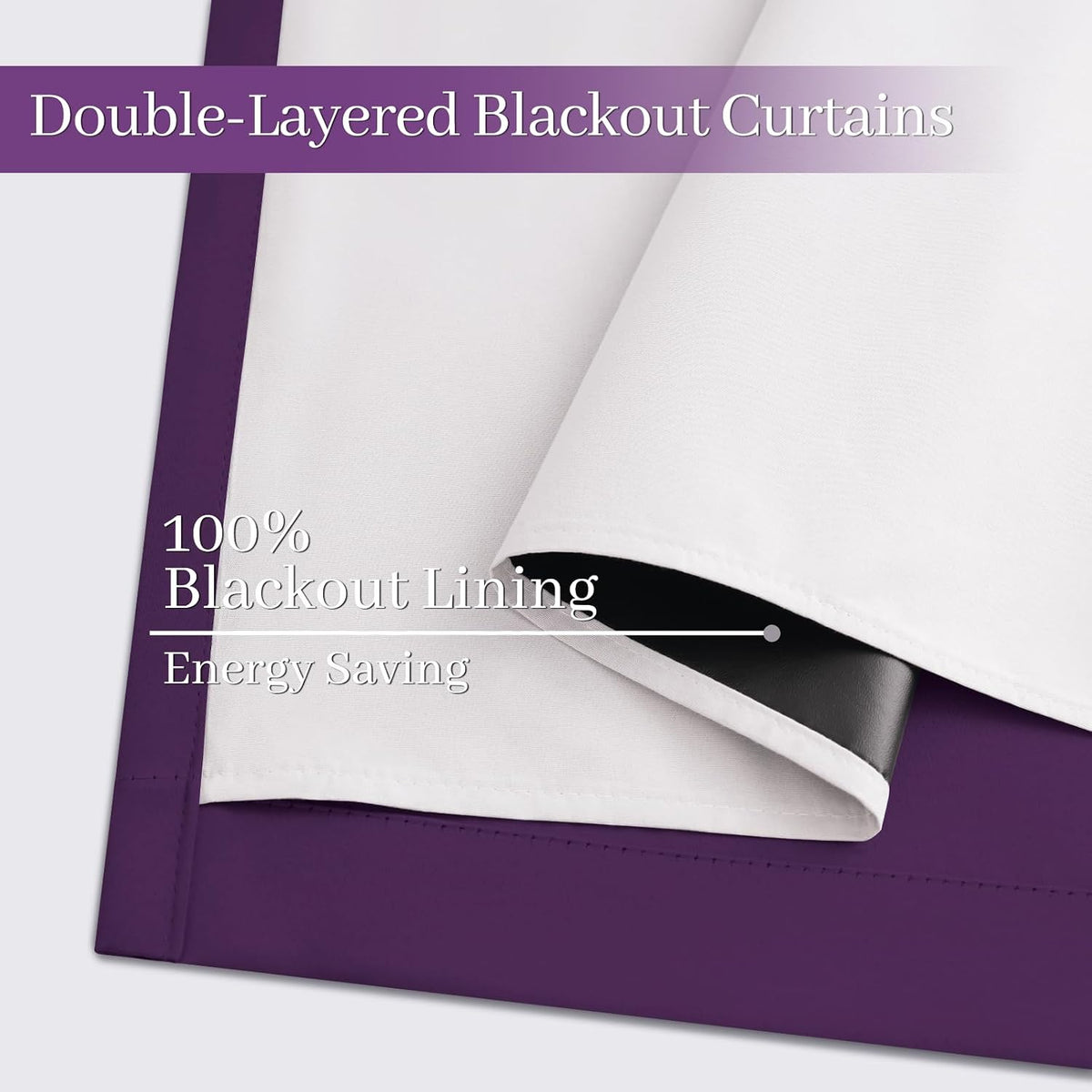 72"L x 38"W polyester curtains in Purple With Black Liner, alternate view 6