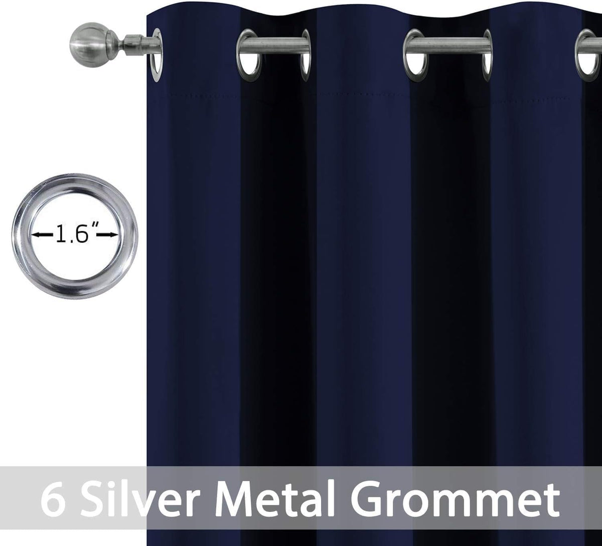 72"L x 42"W fabric curtains in Navy Blue, alternate view 2