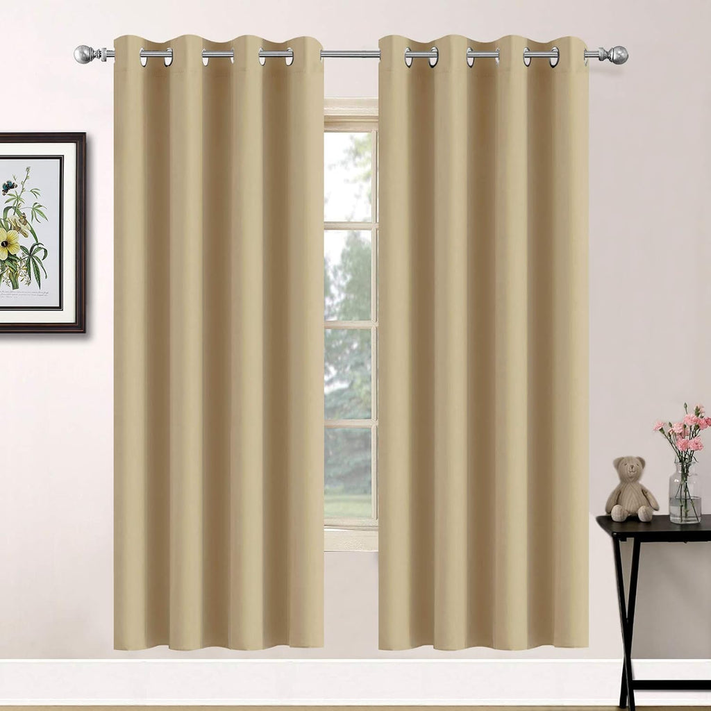 72"L x 52"W fabric curtains in Beige