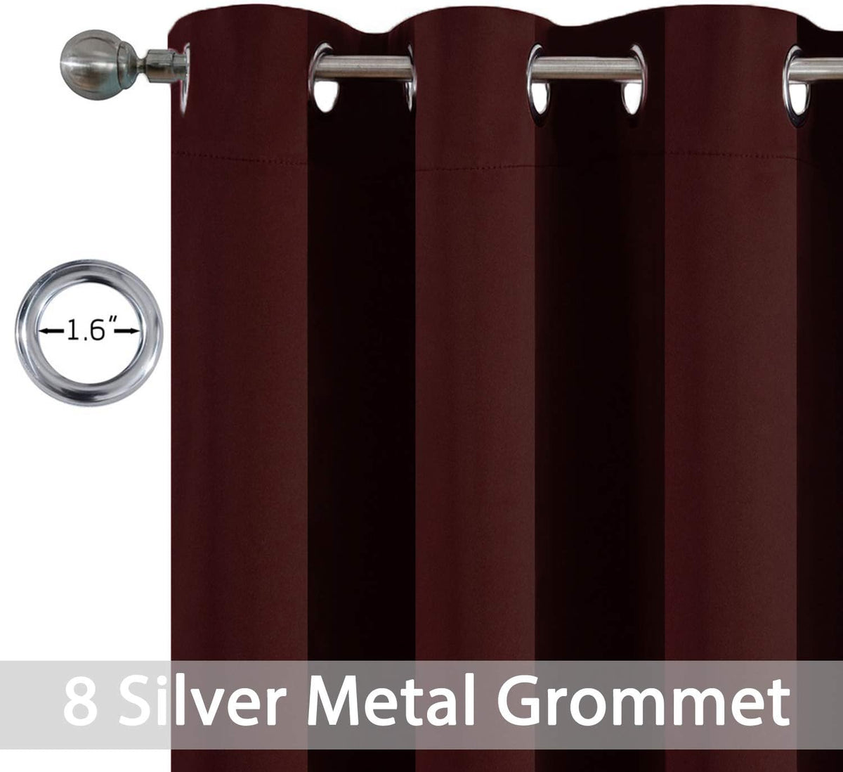 72"L x 52"W fabric curtains in Burgundy Red, alternate view 3