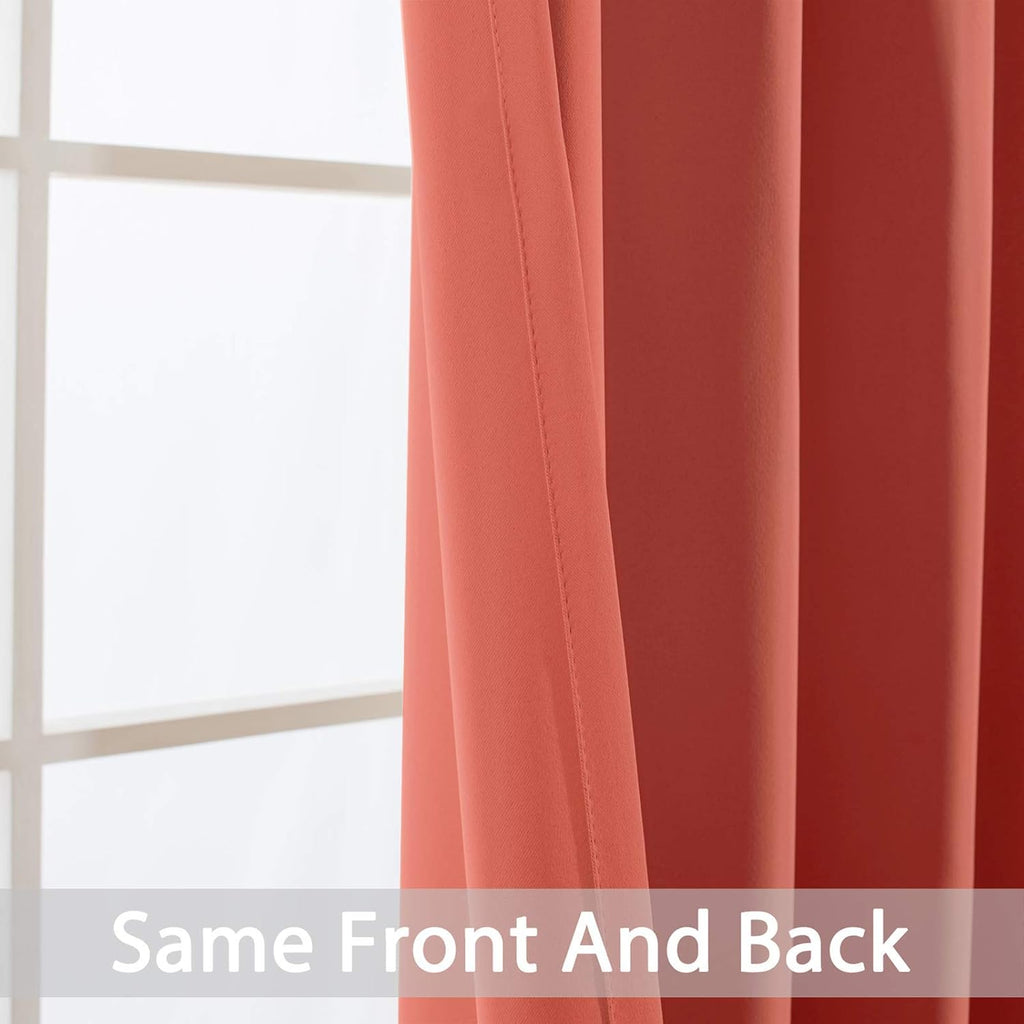 72"L x 52"W fabric curtains in Coral Orange, alternate view 5