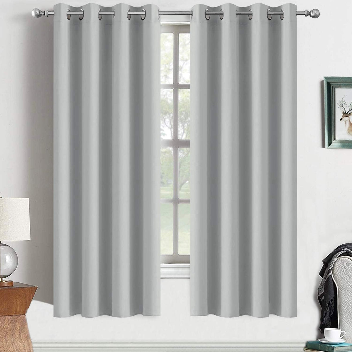 72"L x 52"W fabric curtains in Light Grey
