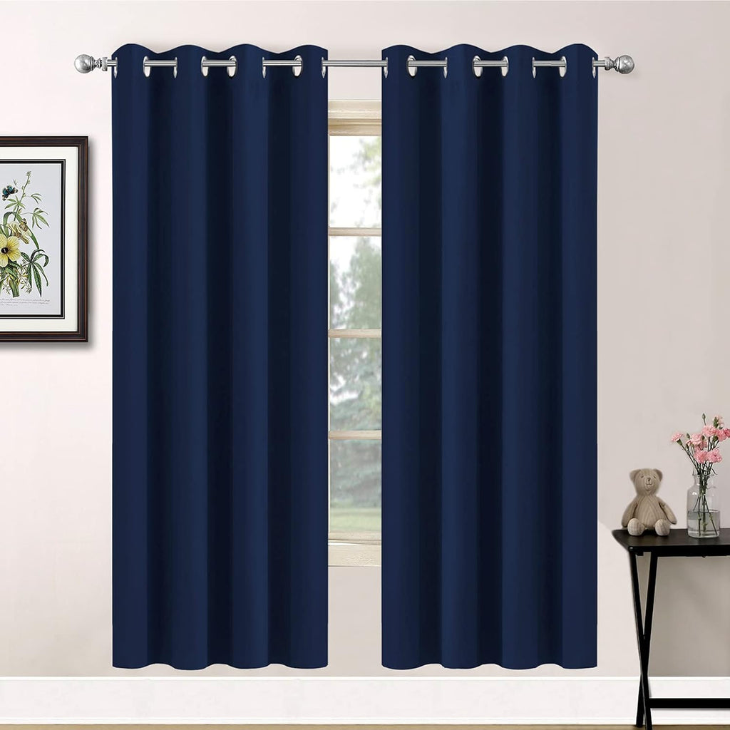 72"L x 52"W fabric curtains in Navy Blue