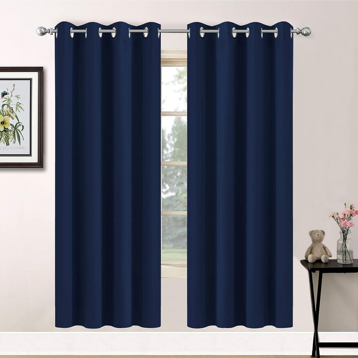 72"L x 52"W fabric curtains in Navy Blue