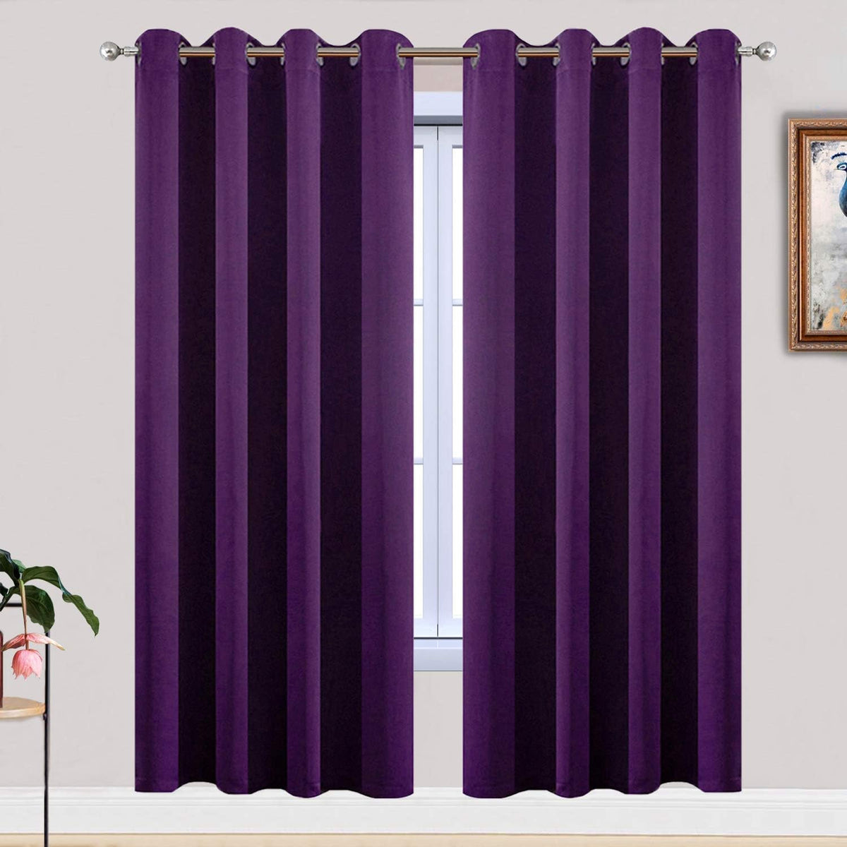 72"L x 52"W fabric curtains in Purple