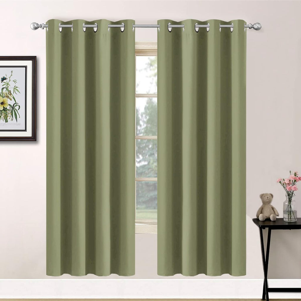 72"L x 52"W fabric curtains in Sage Green