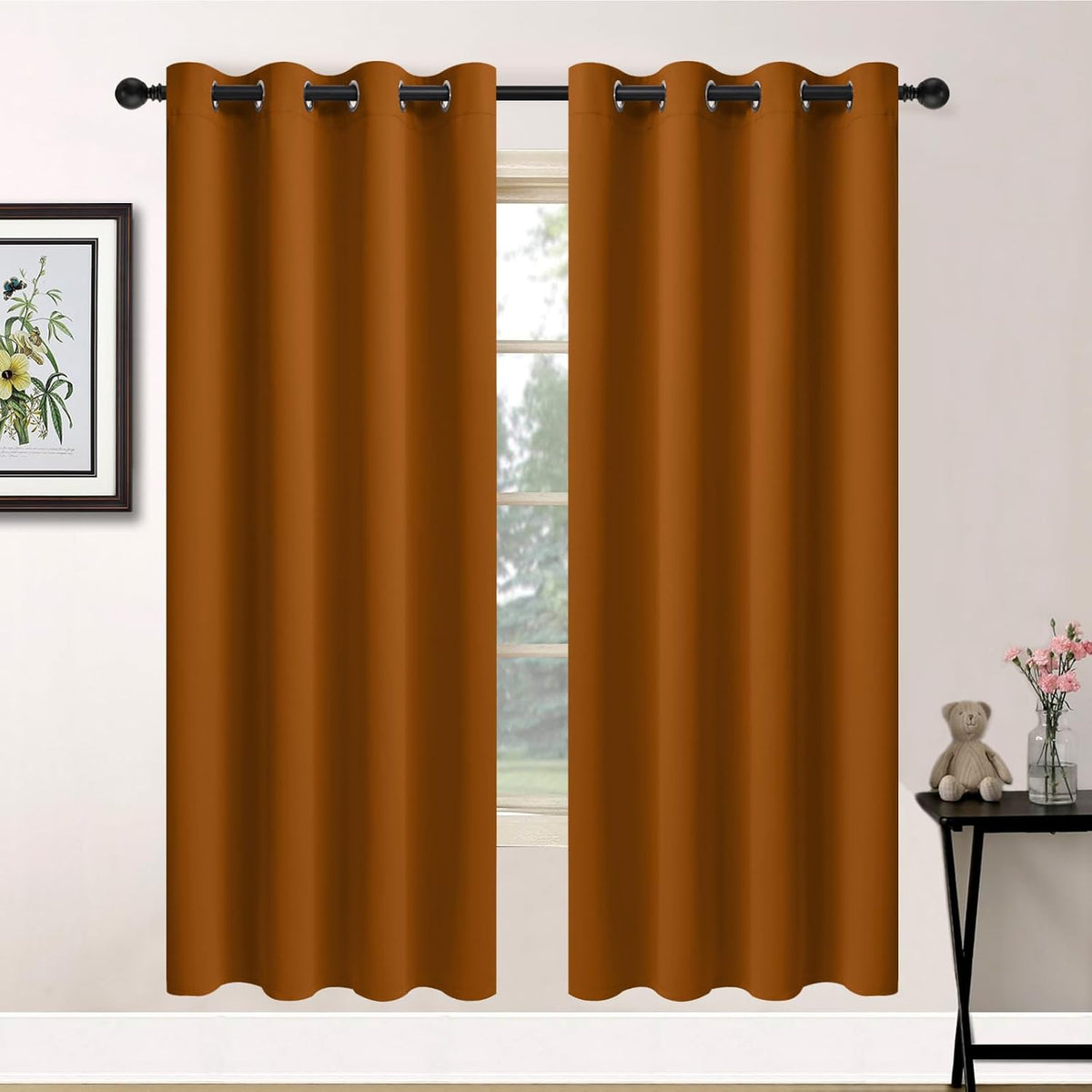 72"L x 52"W polyester curtains in Burnt Orange