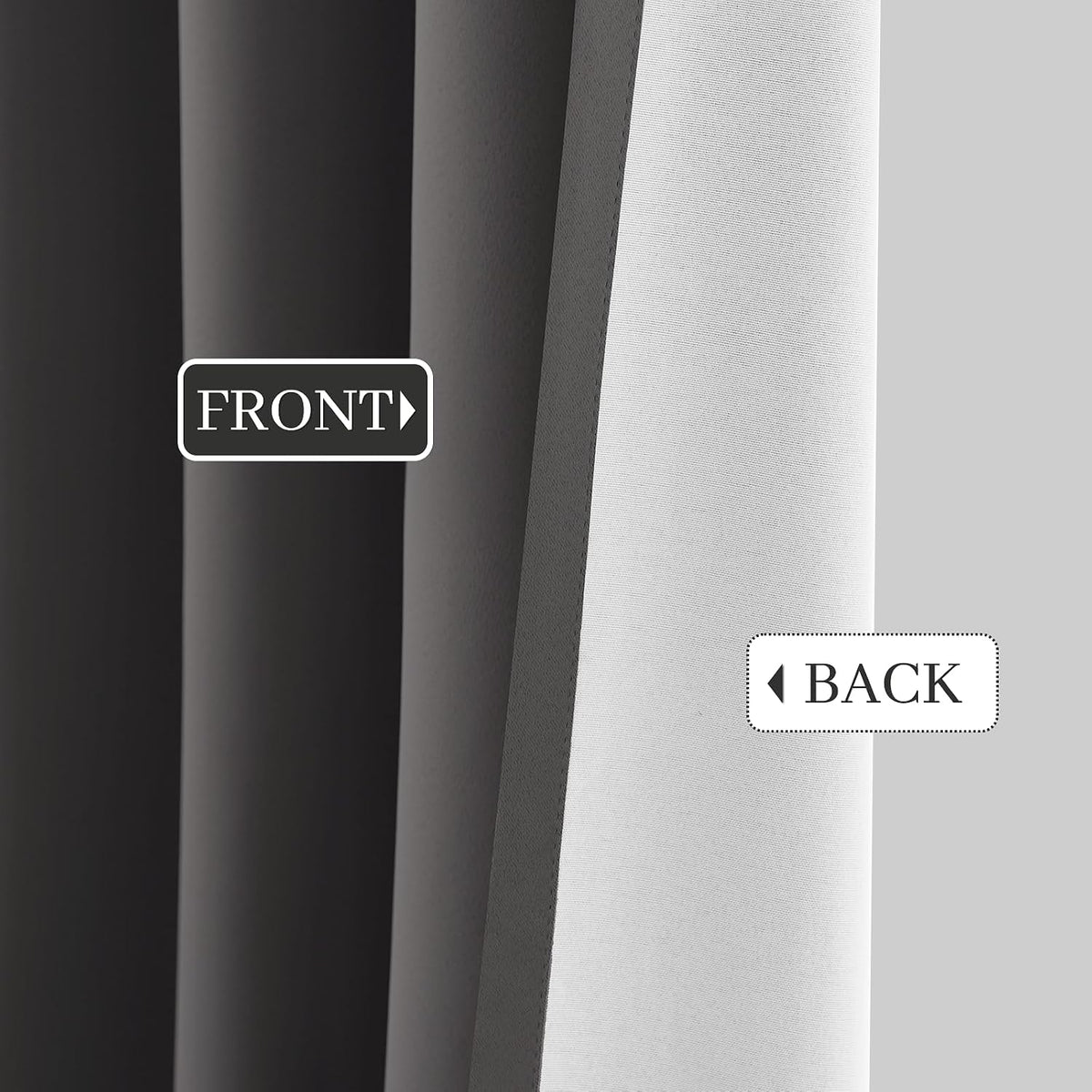 72"L x 52"W polyester curtains in Charcoal Grey With Black Liner, alternate view 9