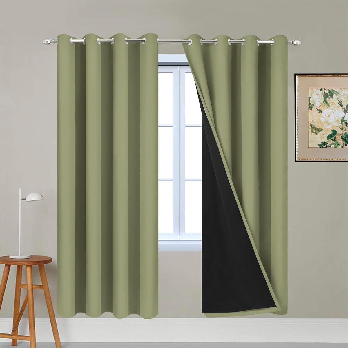 72"L x 52"W polyester curtains in Sage