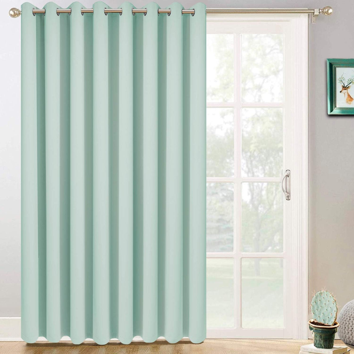 84"L x 100"W polyester curtains in Aqua