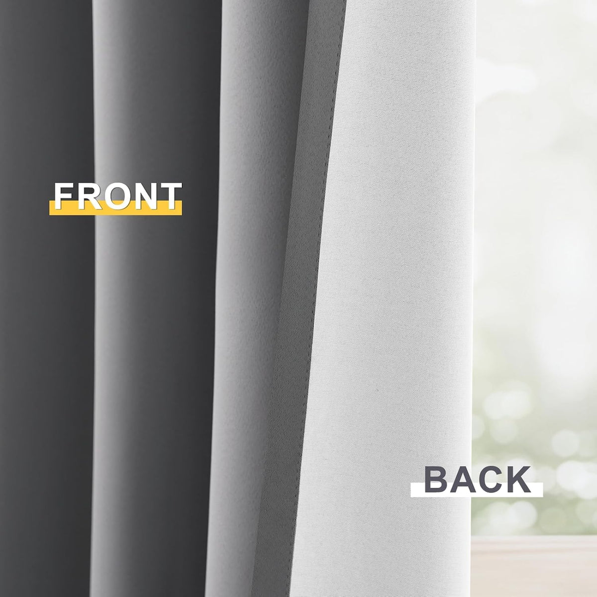 84"L x 100"W polyester curtains in Grey With Black Liner, alternate view 6