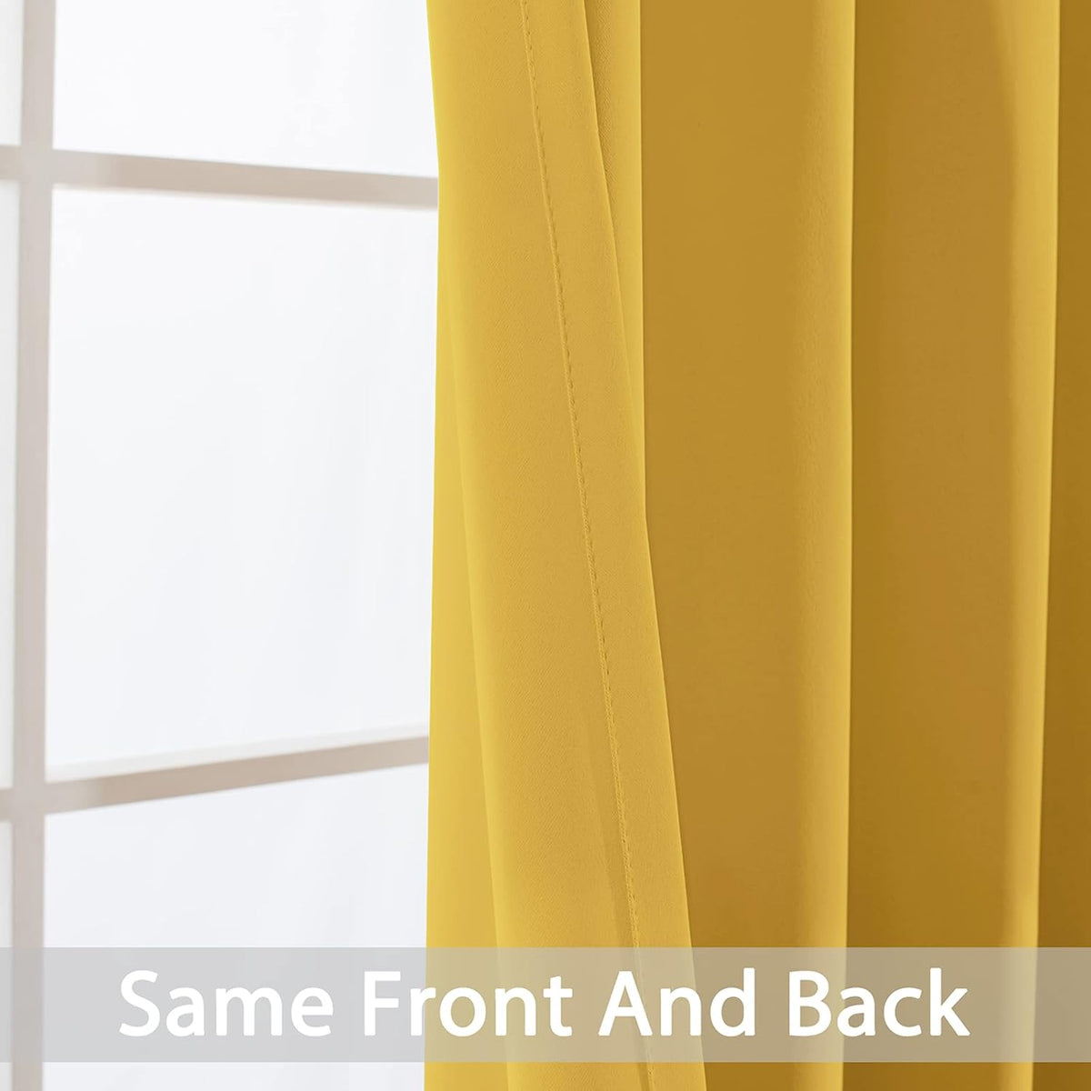 84"L x 100"W polyester curtains in Mustard Yellow, alternate view 6