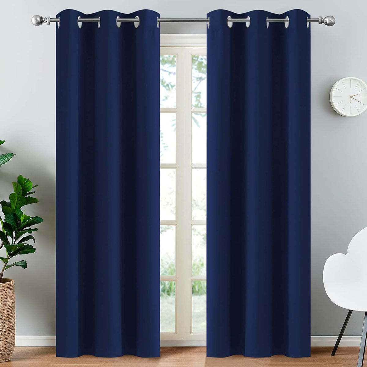 84"L x 38"W fabric curtains in Navy Blue