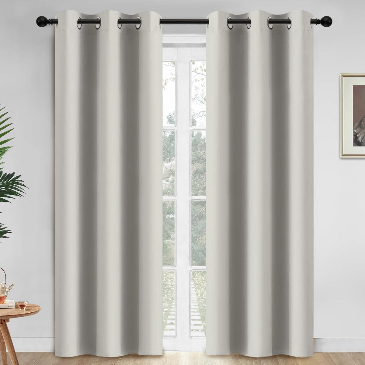 84"L x 42"W fabric curtains in Light Beige