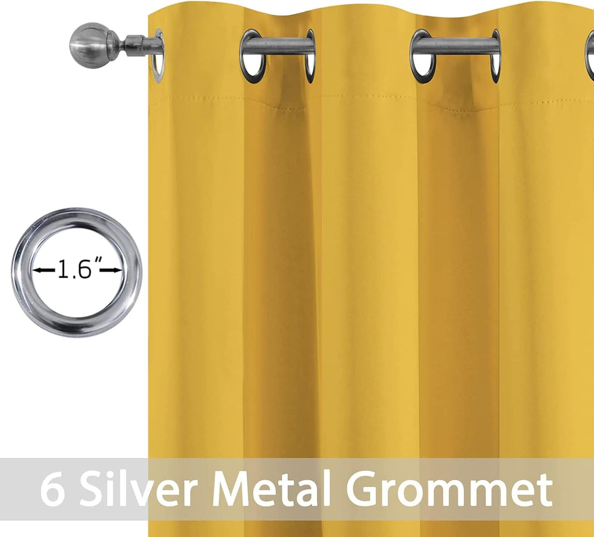 84"L x 42"W fabric curtains in Mustard Yellow, alternate view 2