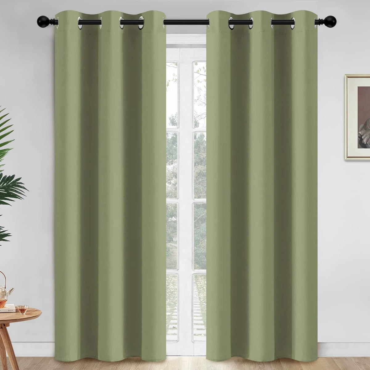84"L x 42"W fabric curtains in Sage Green