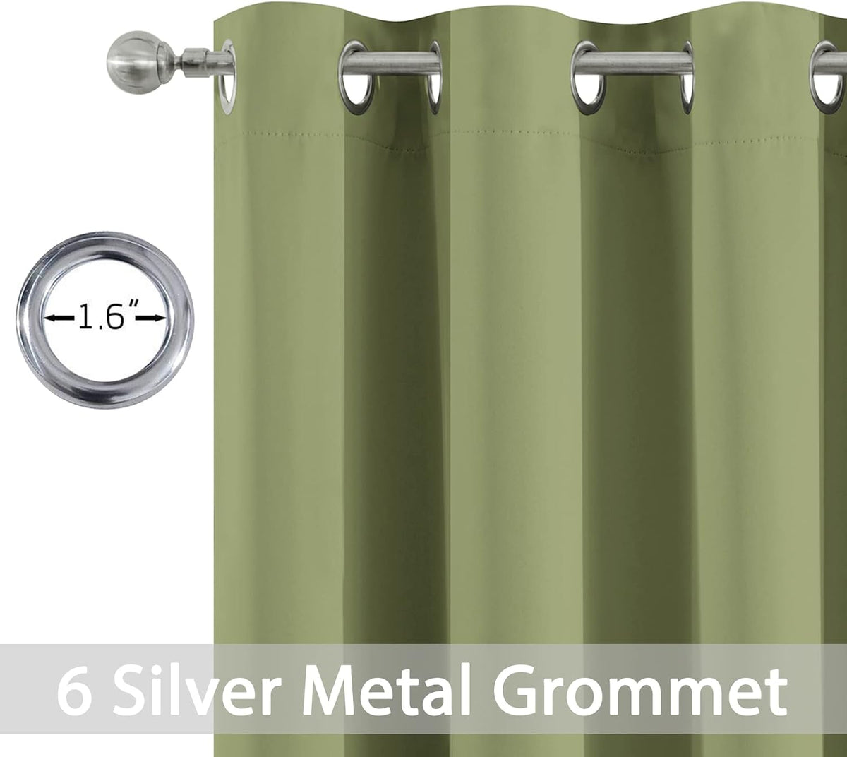 84"L x 42"W fabric curtains in Sage Green, alternate view 2