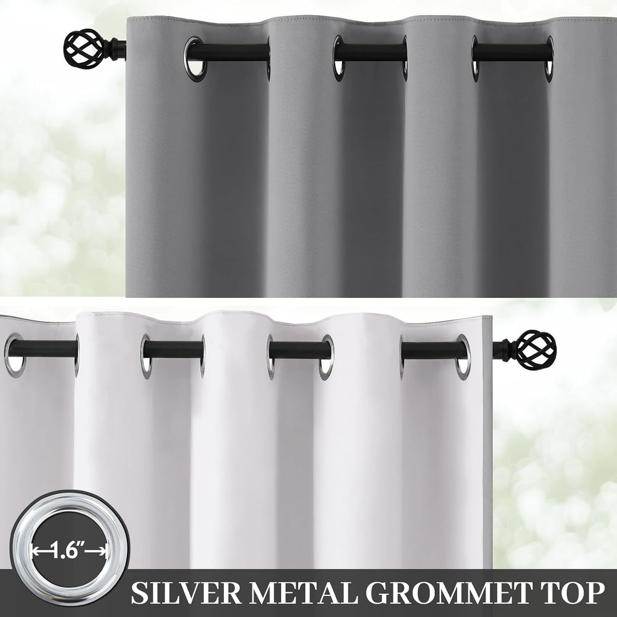 84"L x 50"W polyester curtains in Dove Grey With White Backing, alternate view 2