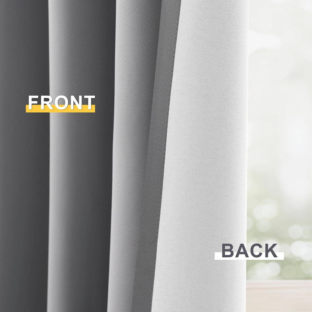 84"L x 50"W polyester curtains in Dove Grey With White Backing, alternate view 6