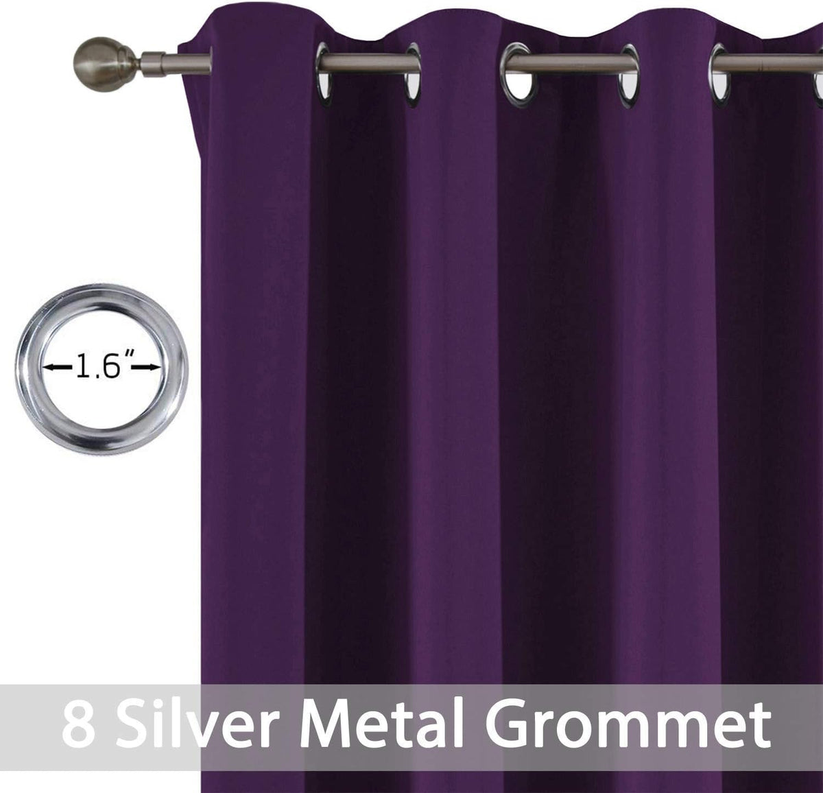 84"L x 52"W fabric curtains in Purple, alternate view 4