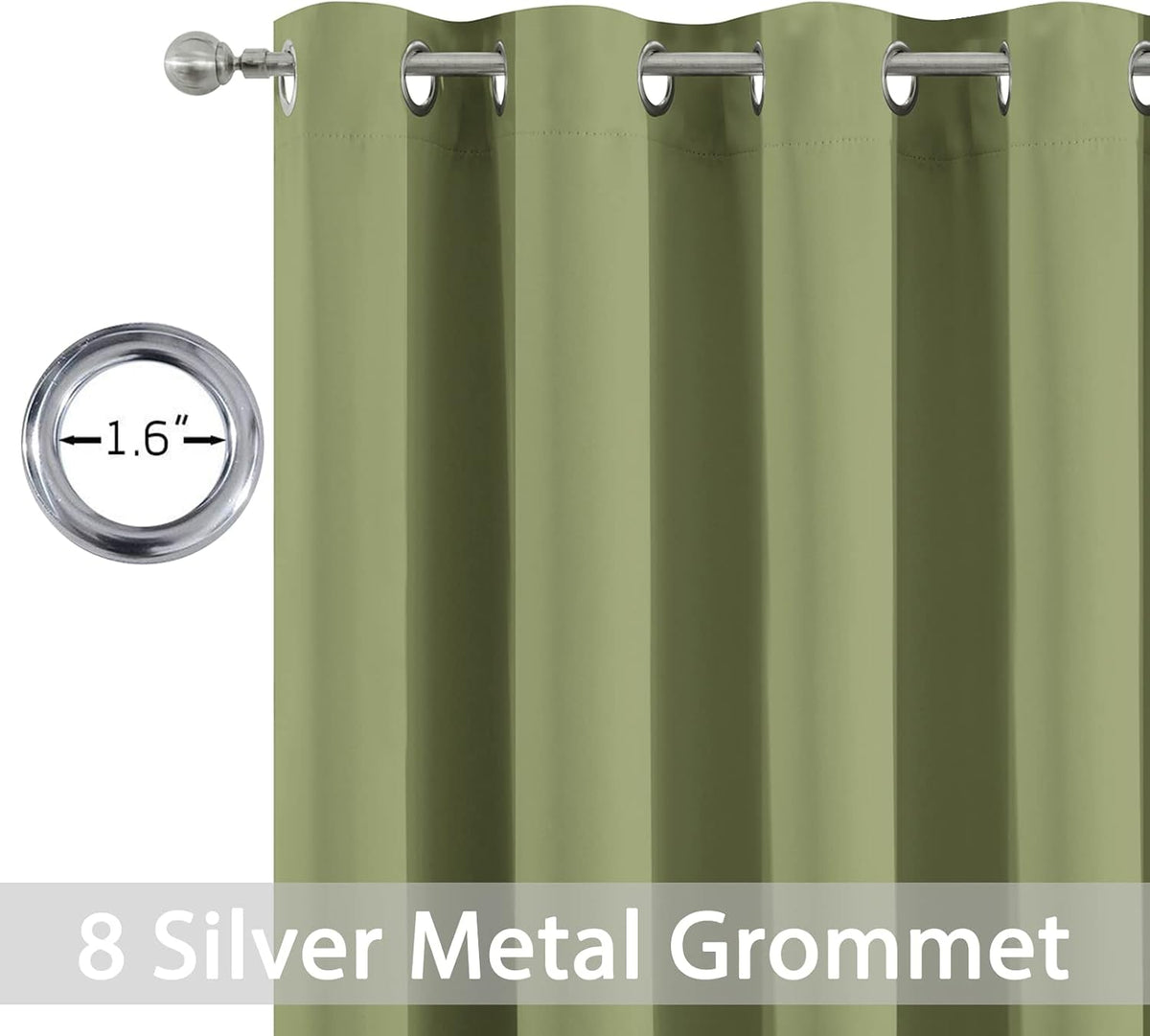 84"L x 52"W fabric curtains in Sage Green, alternate view 4