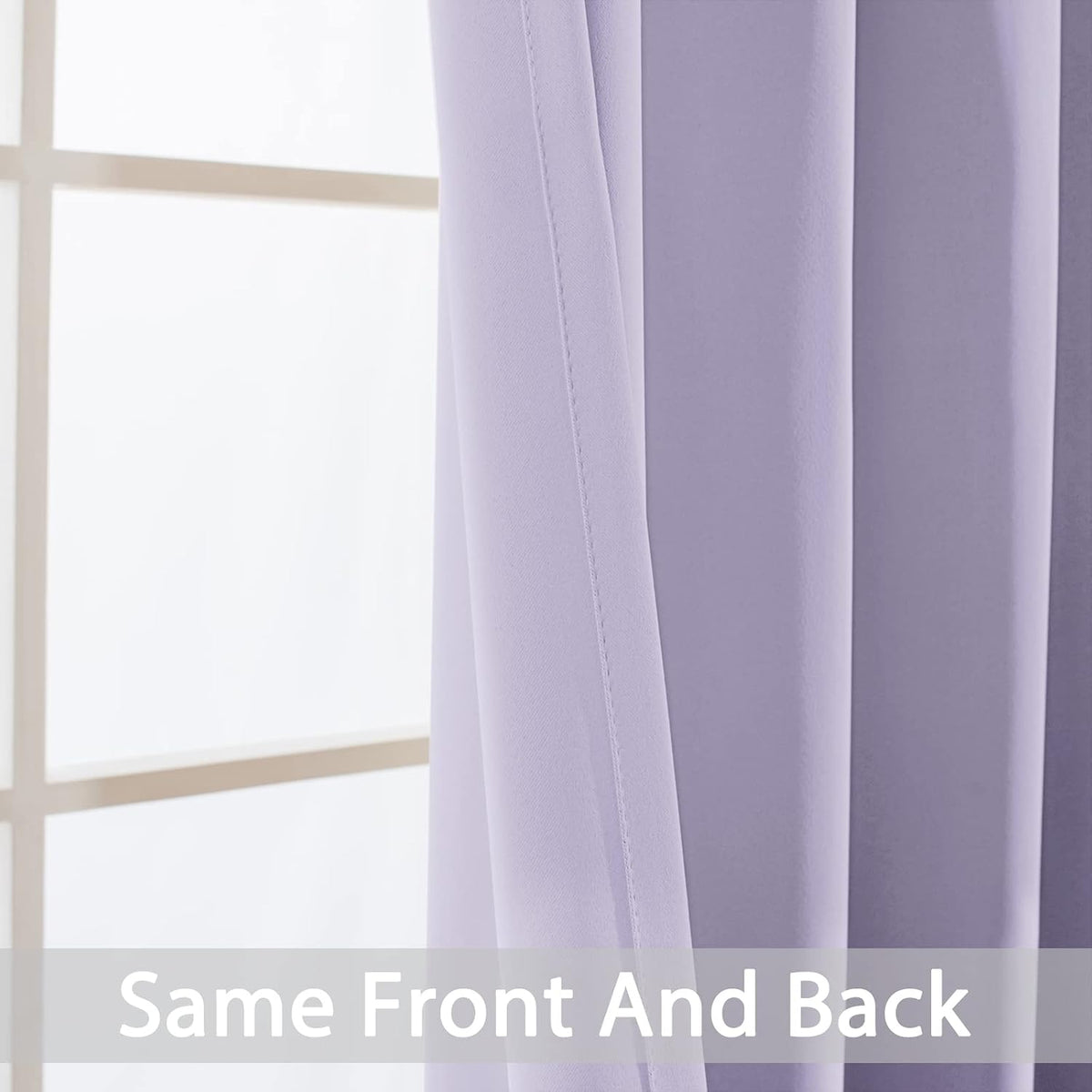 84"L x 62"W fabric curtains in Lilac, alternate view 3