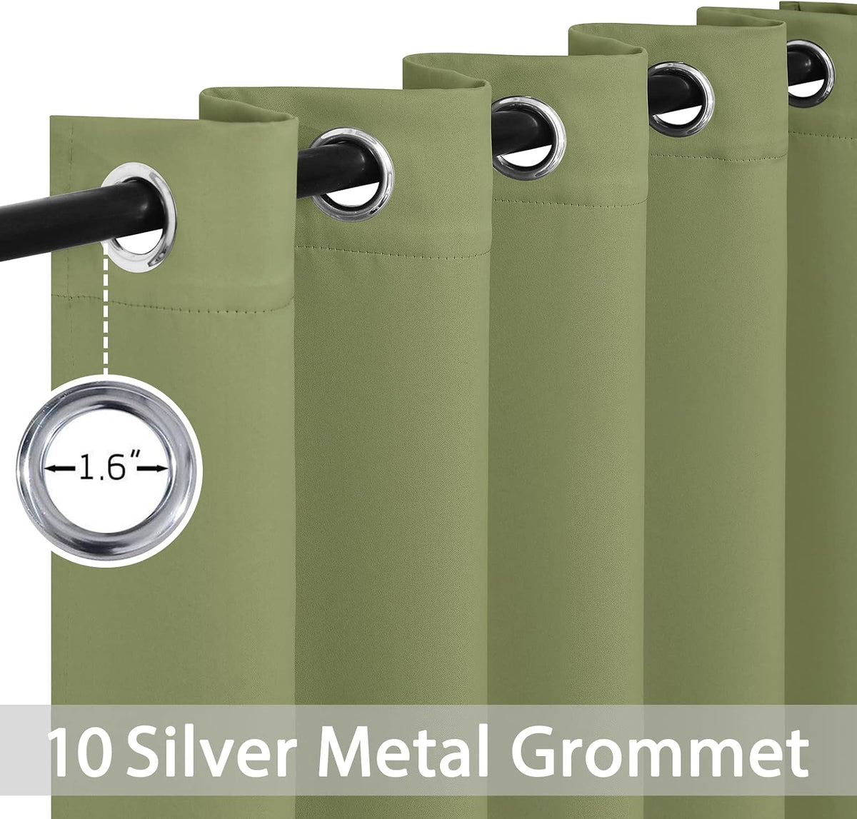 84"L x 62"W fabric curtains in Sage Green, alternate view 2