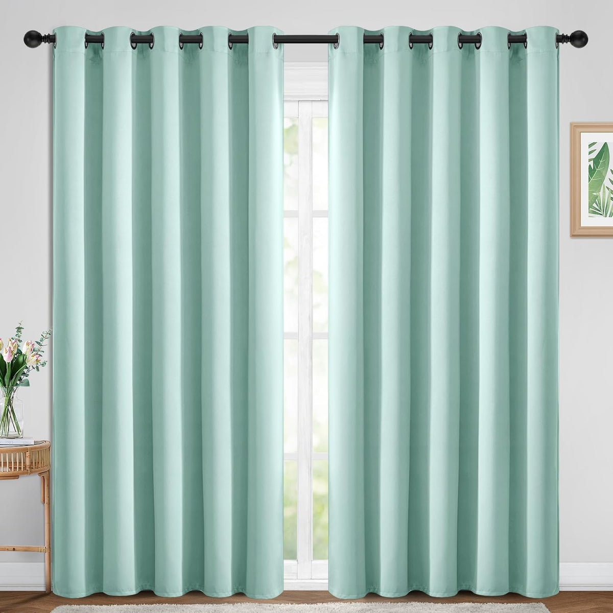 84"L x 70"W fabric curtains in Aqua