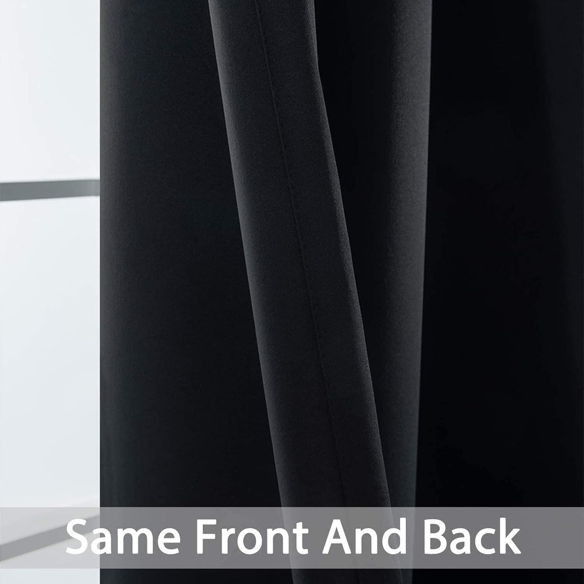 84"L x 70"W fabric curtains in Black, alternate view 6