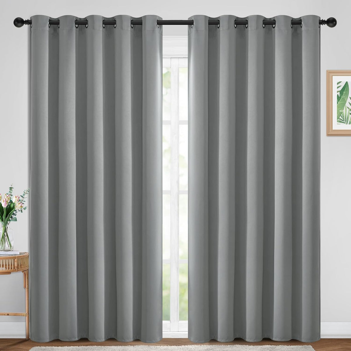 84"L x 70"W fabric curtains in Dove Grey