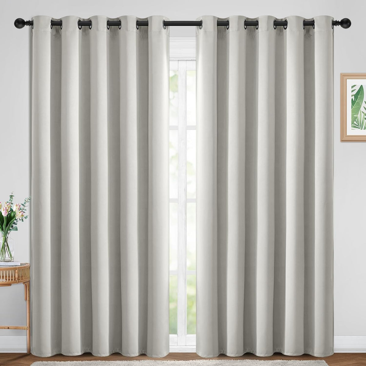 84"L x 70"W fabric curtains in Light Beige