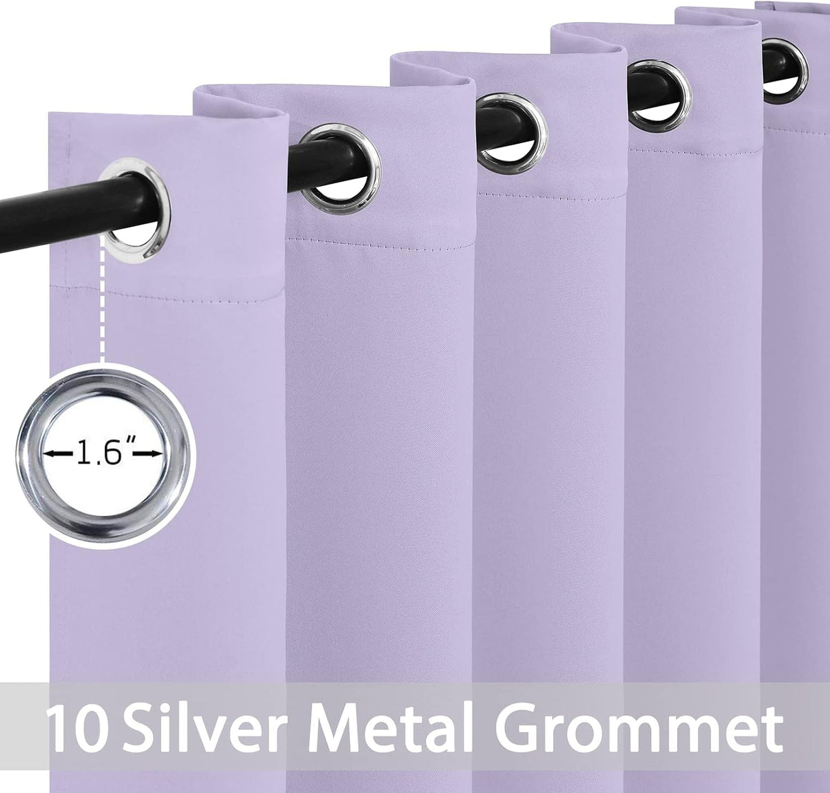 84"L x 70"W fabric curtains in Lilac, alternate view 2