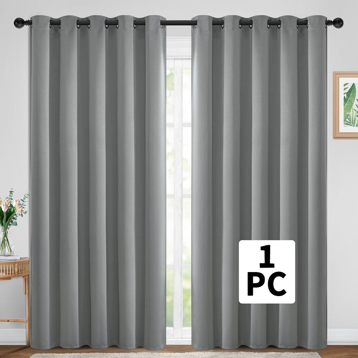 84"L x 70"W polyester curtains in Dove Grey, alternate view 2